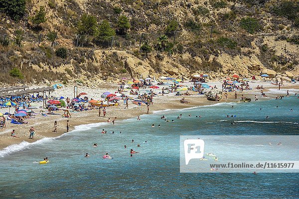 Badegäste Cala Moraig Moraig-Strand bei Benitachell Costa Blanca Spanien Europa