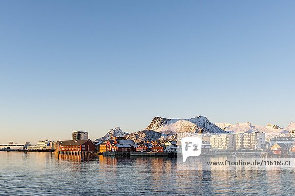 Stadtbild Svolvaer im Morgenlicht  Austvågøy  Lofoten  Norwegen  Europa