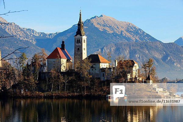 Slovenia  Lake Bled and Santa Maria Church.
