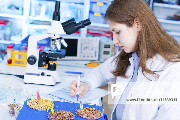 Female scientist testing foods in the laboratory.