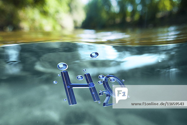 Das chemische Symbol für Wasser  H2O.