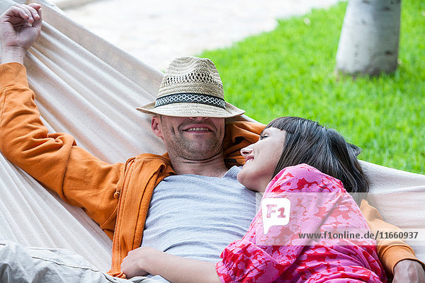 Couple lying on hammock  Mallorca  Spain