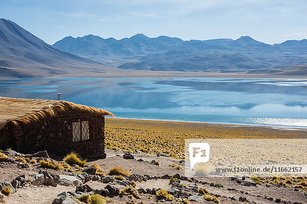 Shack by lake miscanti San Pedro de Atacama Chile