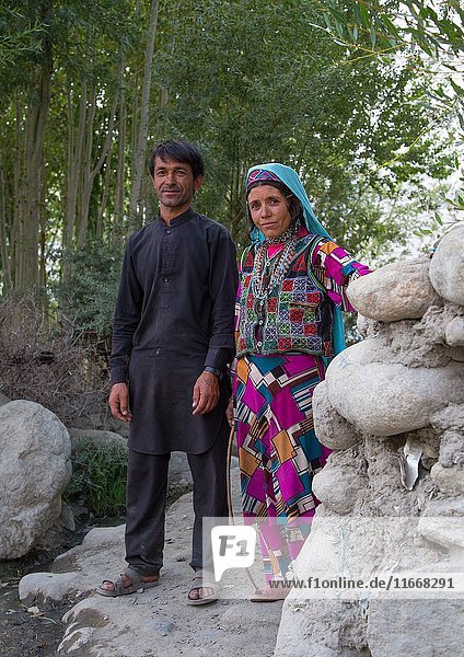 Afghan couple with traditional clothing  Badakhshan province  Khandood  Afghanistan.