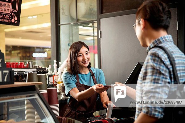 Coffee shop in the credit card shopping