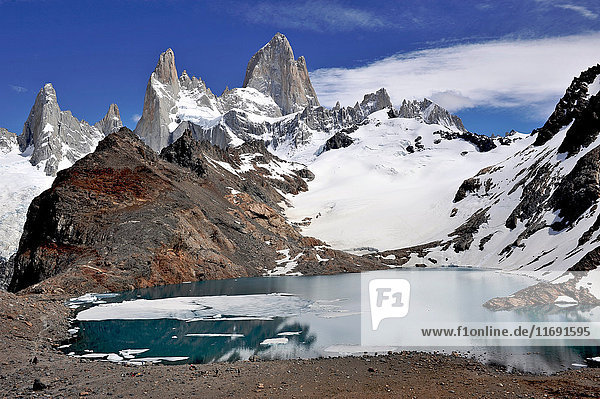 Monte Fitz Roy from the lookout in Los Glaciares National Park El Chalten Argentina