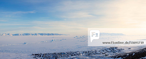 Flat plains in snowy landscape