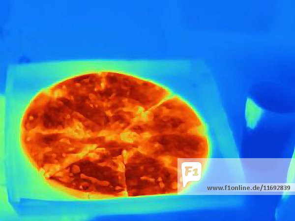 Wärmebild von Pizza im Karton