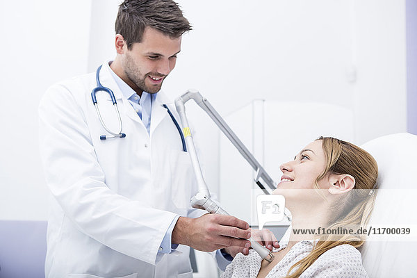 Aesthetic surgery  woman receiving facial cleaning