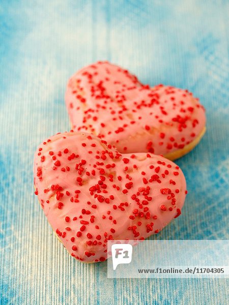 Heart shaped donuts.