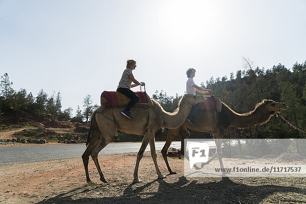 Marokko  Kamelreiten von Mann und Frau