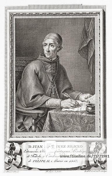 Juan Martínez Silíceo  1486-1557. Spanischer römisch-katholischer Bischof  Kardinal und Mathematiker. Nach einer Radierung in Retratos de Los Españoles Ilustres  veröffentlicht in Madrid  1791
