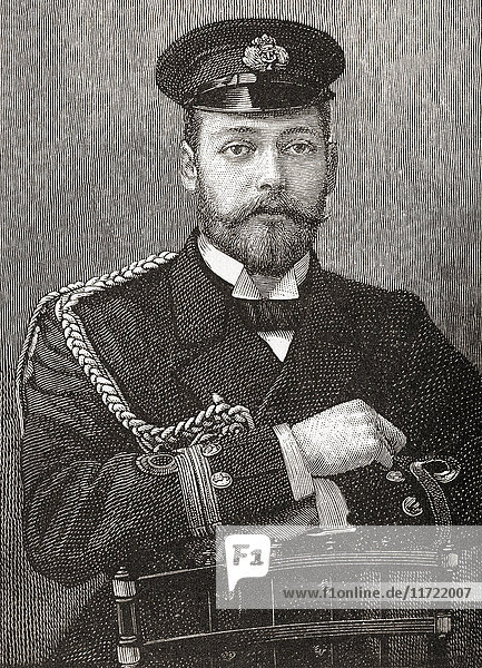 Georg  zukünftiger Prinz von Wales und späterer König Georg V.  1865 - 1936. Hier zu sehen im Alter von 25 Jahren in der Uniform der Royal Navy. Aus The Strand Magazine  Band I  Januar bis Juni 1891.