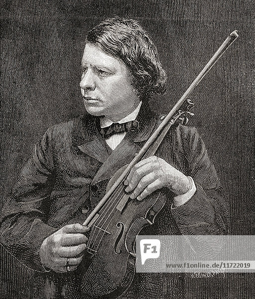 Joseph Joachim  1831 - 1907. Ungarischer Violinist  Dirigent  Komponist und Lehrer. Aus The Strand Magazine  Band I Januar bis Juni  1891.