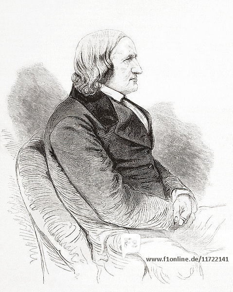 Alfred Victor  Comte de Vigny  1797 – 1863. French poet  early leader of French Romanticism and producer of novels  plays  and translations of Shakespeare. From L'Univers Illustre  published June 1863