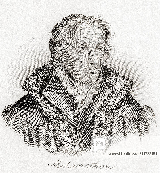 Philipp Melanchthon  1497 - 1560  geboren als Philipp Schwartzerdt. Deutscher Schriftsteller  humanistischer Reformator  Theologe und Pädagoge. Aus Crabb's Historical Dictionary  veröffentlicht 1825.