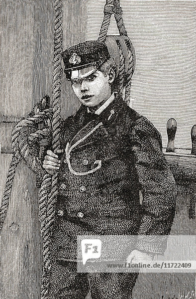 George  future Prince of Wales and later king George V  1865 - 1936. Seen here aged 14 in the uniform of a midshipman in the Royal Navy. From The Strand Magazine  Vol I January to June  1891.