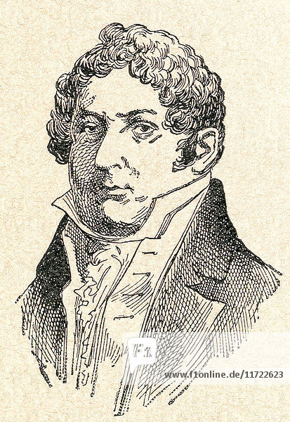 Charles-Guillaume Étienne  1778 – 1845. 19th-century French playwright and miscellaneous writer. From Enciclopedia Ilustrada Segui  published c. 1900
