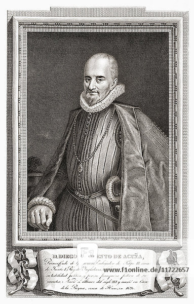 Don Diego Sarmiento de Acuña  Graf von Gondomar  1567 - 1626. Spanischer Diplomat  spanischer Botschafter in England von 1613 bis 1622. Nach einer Radierung in Retratos de Los Españoles Ilustres  veröffentlicht in Madrid  1791