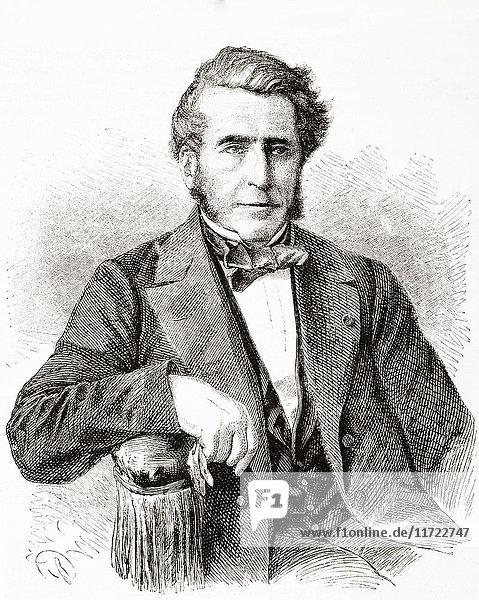 Émile Péreire  1800 – 1875. Prominent 19th-century financier in Paris  France. From L'Univers Illustre  published June 1863
