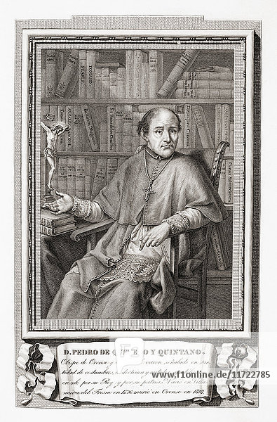 Pedro Benito Antonio Quevedo y Quintano  1736 - 1818. Spanischer römisch-katholischer Geistlicher und Politiker. Nach einer Radierung in Retratos de Los Españoles Ilustres  veröffentlicht in Madrid  1791