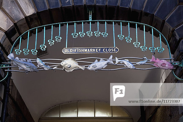 'Old Fishmarket Close Sign; Edinburgh Scotland'