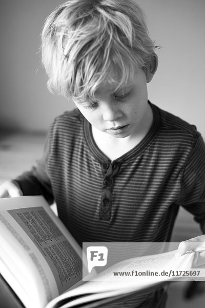 Junge liest Buch