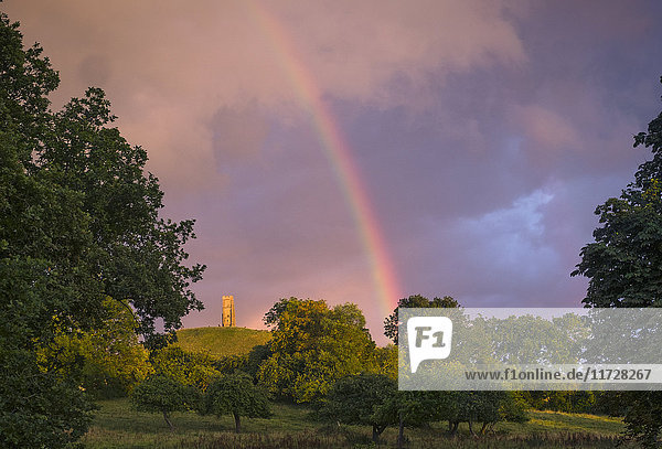 Ruhiger Regenbogen über ländlichem Landschaftspark