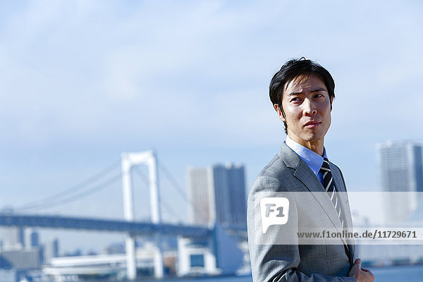 Japanese businessman downtown Tokyo  Japan