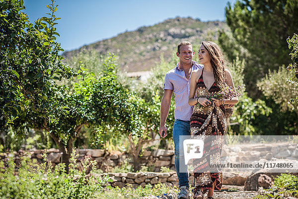 Young couple with herbs  Castiadas  Sardinia  Italy