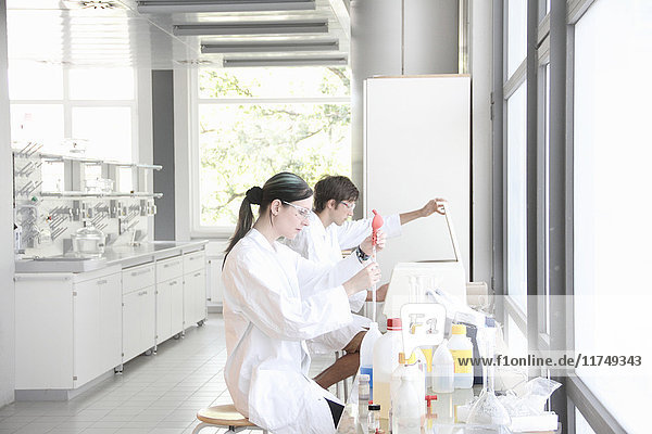 Chemistry students at work in lab