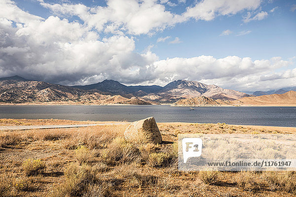 Landscape view of Lake Isabella and mountains California USA