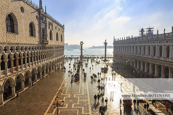 Palazzo Ducale (Doge's Palace) and Piazzetta San Marco  elevated view in winter  Venice  UNESCO World Heritage Site  Veneto  Italy  Europe