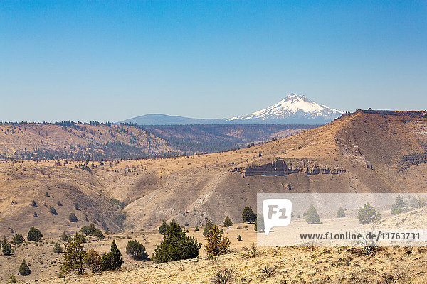 Central Oregon's High Desert mit Mount Jefferson  Teil der Cascade Range  Region Pazifischer Nordwesten  Oregon  Vereinigte Staaten von Amerika  Nordamerika