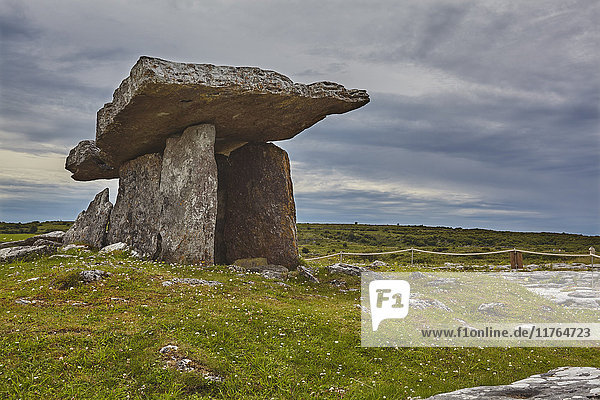 Der Poulnabrone-Dolmen  prähistorische Plattengrabkammer  The Burren  Grafschaft Clare  Munster  Republik Irland  Europa