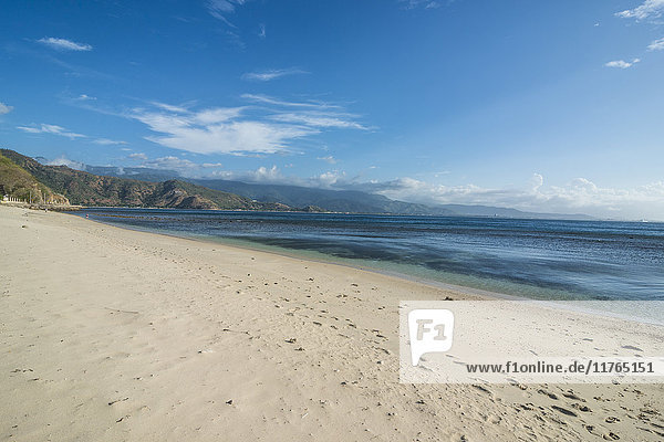 Beach below Cristo Rei of Dili statue  Dili  East Timor  Southeast Asia  Asia
