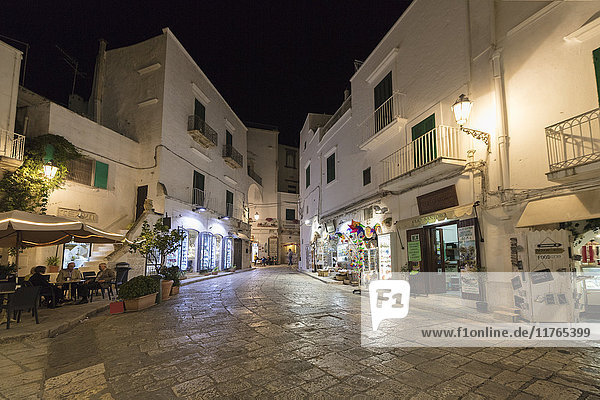 Night view of the typical alleys of the medieval old town  Ostuni  Province of Brindisi  Apulia  Italy  Europe