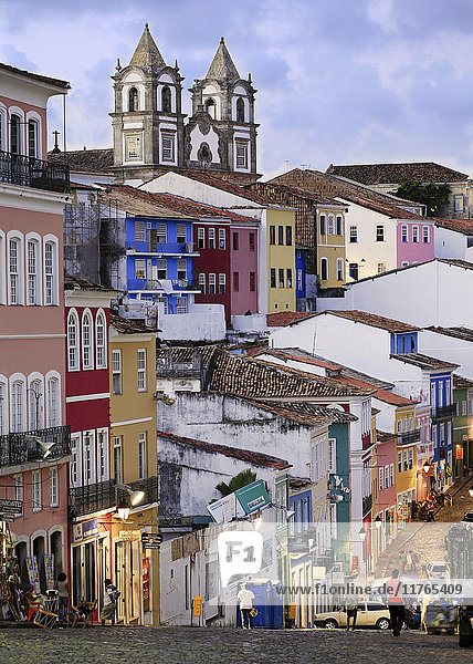 Das Pelourinho-Viertel im historischen Zentrum von Salvador  UNESCO-Weltkulturerbe  Bahia  Brasilien  Südamerika