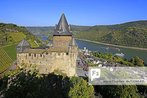 Burg Stahleck bei Bacharach  Rheintal  Rheinland Pfalz  Deutschland  Europa