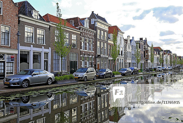 Houses on Turfmarkt in Gouda  South Holland  Netherlands  Europe