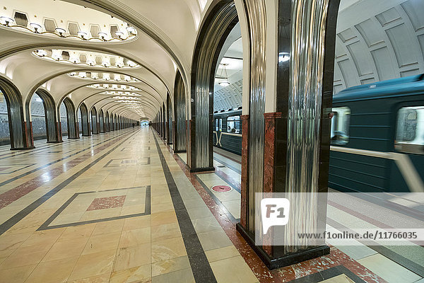 Interior of a Moscow Subway Station  Moscow  Russia  Europe