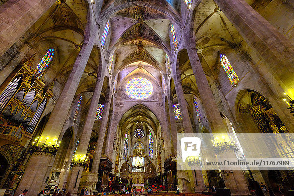 La Seu  the Cathedral of Santa Maria of Palma  Majorca  Balearic Islands  Spain  Europe