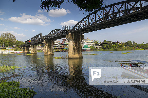 Death Railway Bridge  Bridge over River Kwai  Kanchanaburi  Thailand  Southeast Asia  Asia