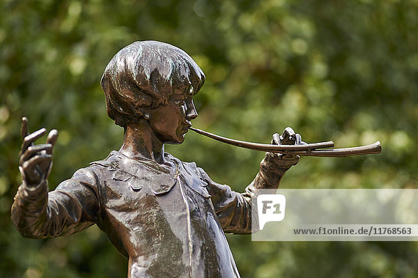 The Peter Pan statue by Sir George Frampton dating from 1912  commissioned by J.M. Barrie  the book's creator  Kensington Gardens  London  England  United Kingdom  Europe
