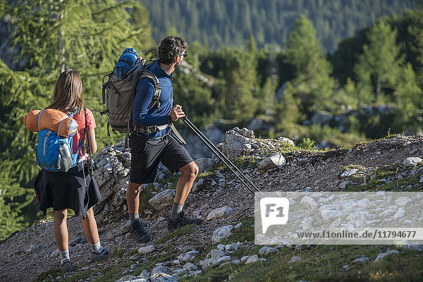 Italy  Friends trekking in the Dolomtes