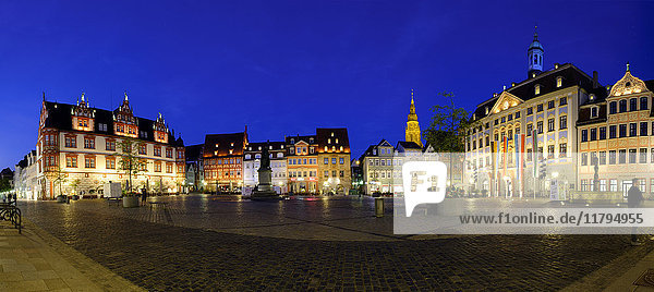 Germany  Bavaria  Coburg  market square with town hall and town house at night