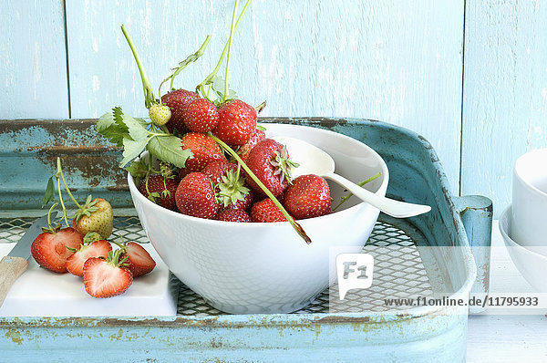 Schale mit frischen Erdbeeren