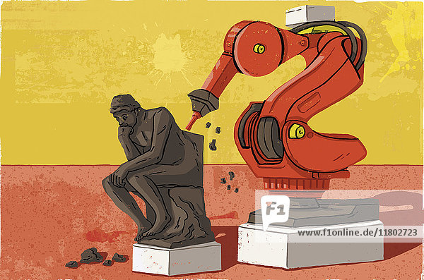 Roboter-Meißel formt den Denker
