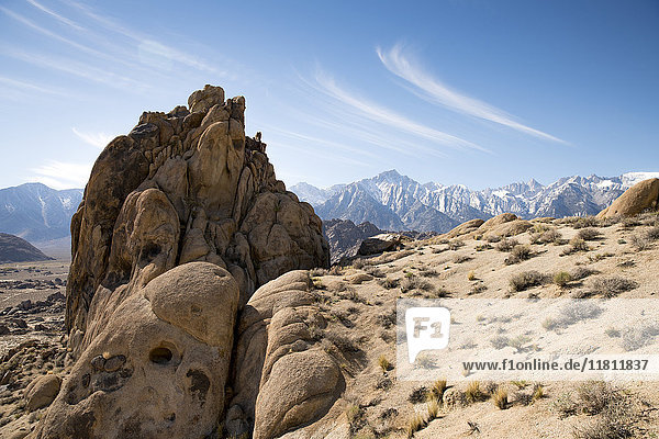 Rock formation in desert landscape