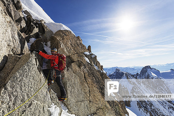 Klettern Les Droites  4000m  Chamonix  Rhone Alpes  Haute Savoie  Französische Alpen  Frankreich  Europa